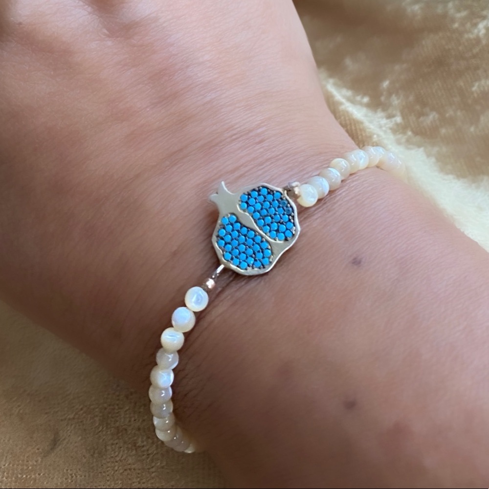 925 Silver Turquoise Pomegranate elastic bracelet